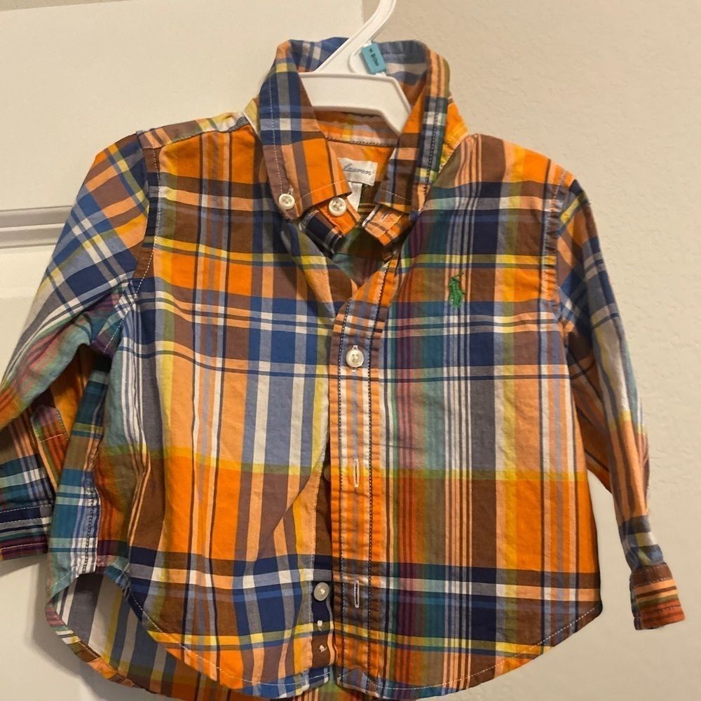6 months-Plaid Long Sleeve Button Down shirt- Polo Ralph Lauren